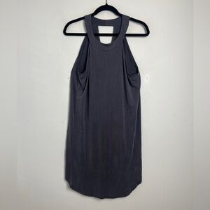 NEW Laju Los Angeles 100% Cupro Slate Gray Sleeveless Minimalist Dress Silky S